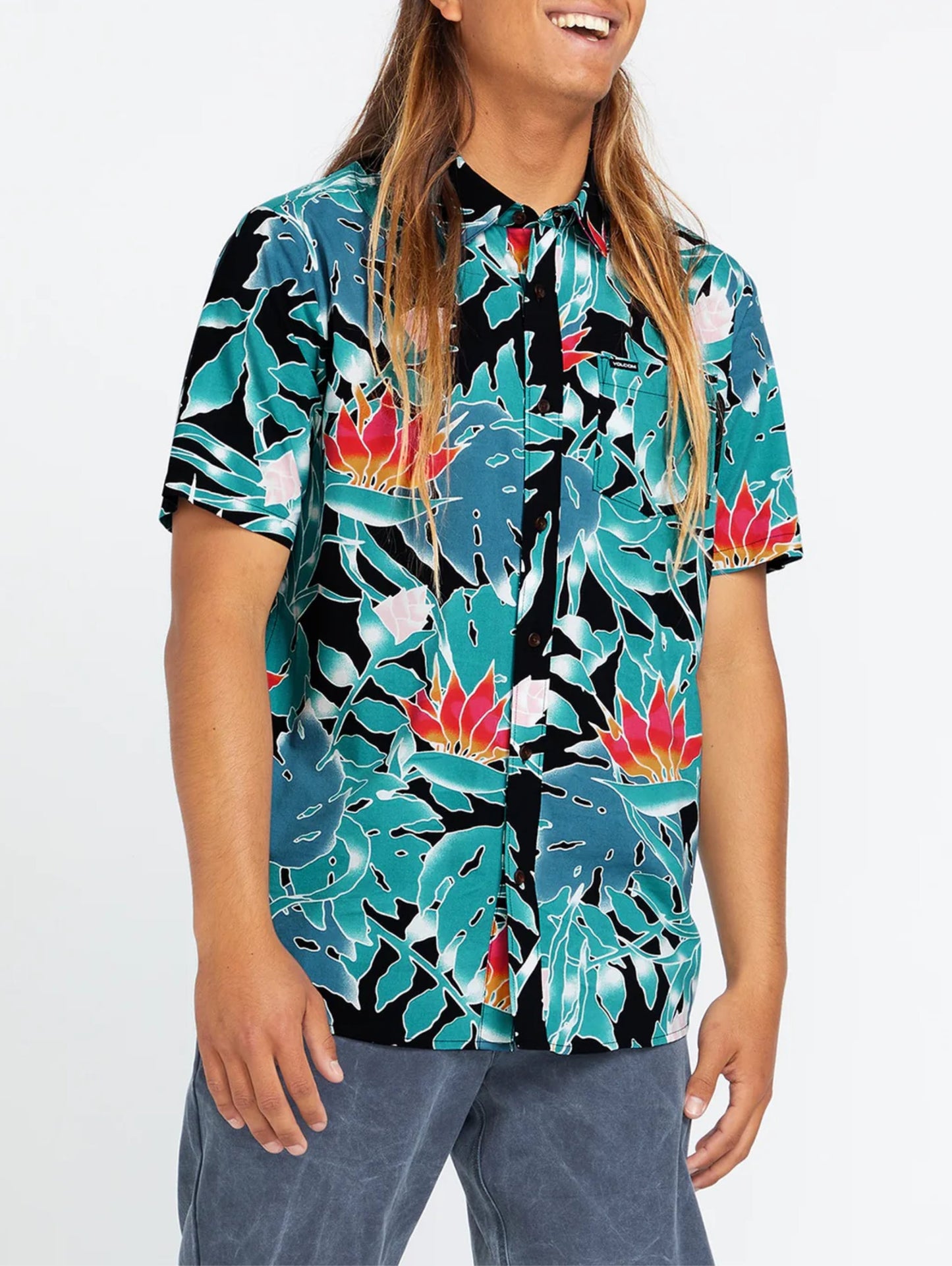 Leaf Pit Floral shirt black
