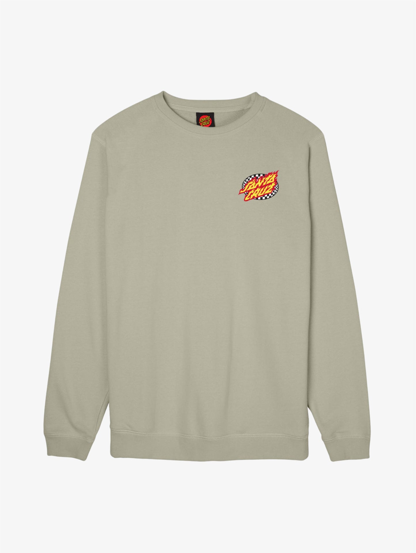 Oval Check Flame Crew sweatshirt Stone Grey
