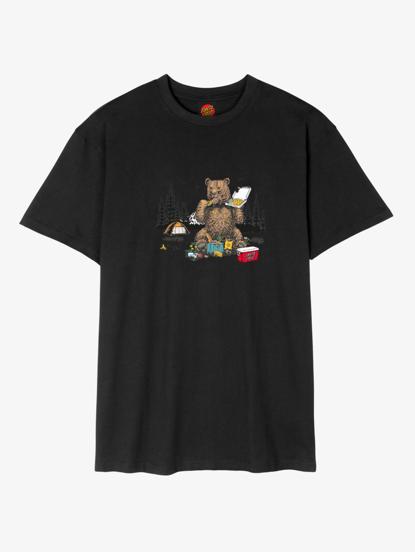 Braun Pizza Bear T-Shirt Black