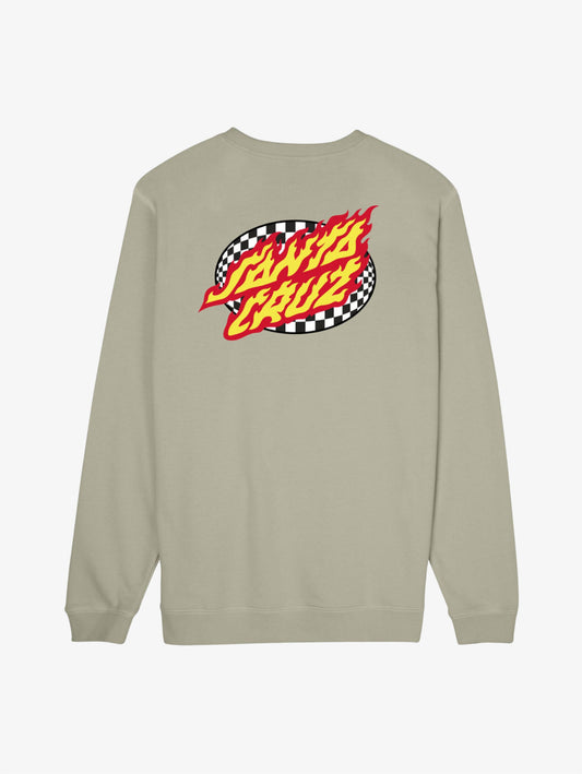 Oval Check Flame Crew sweatshirt  Stone Grey